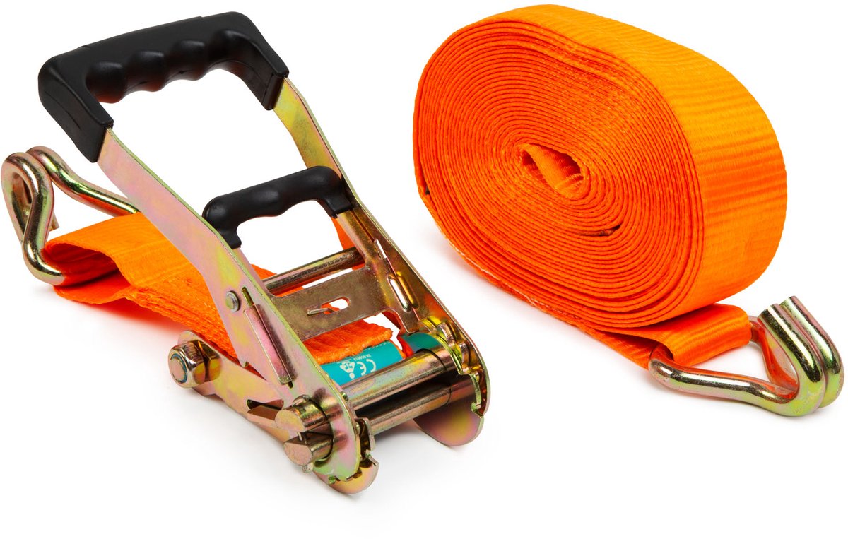 Auto Ratelspanband 10 m × 50 mm - Spanband voor Laadzekering tot 2 500 kg, Geschikt voor Auto, Vrachtwagen, Boot & Motor [55707]