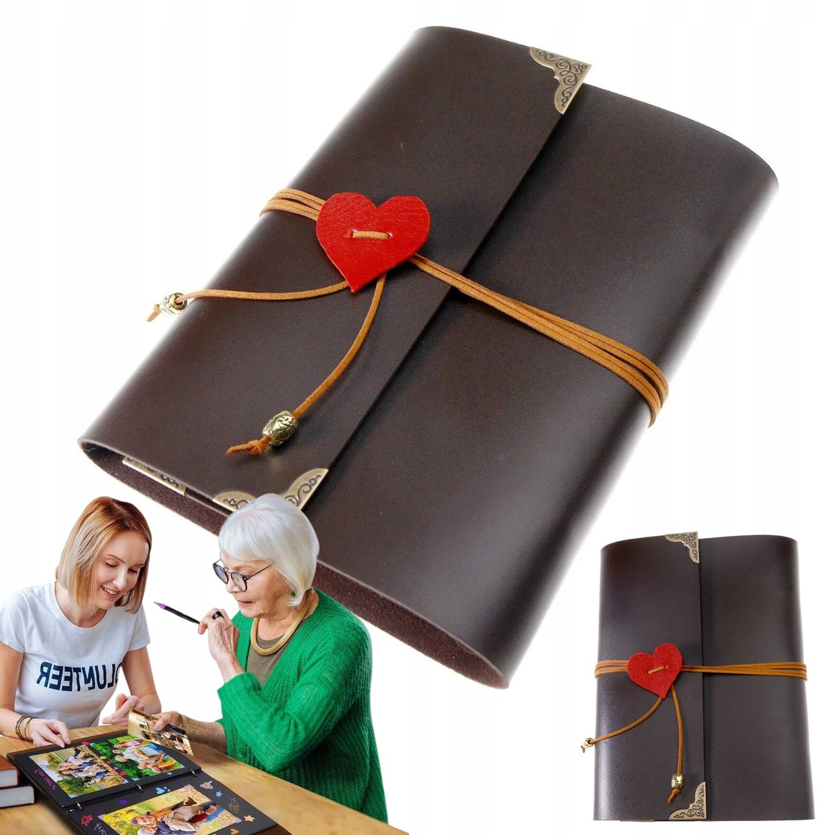 Merkloos Premium PU Leder Fotoalbum Voor Plakken - Koffie Kleur