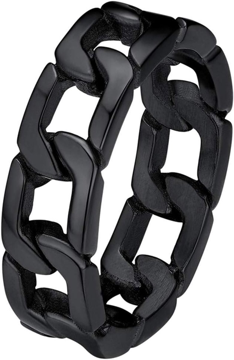 Ringen voor mannen/vrouwen, maat O-Y1/2, 316L roestvrij staal/goud toon/zwart (verzendt geschenkdoos)
