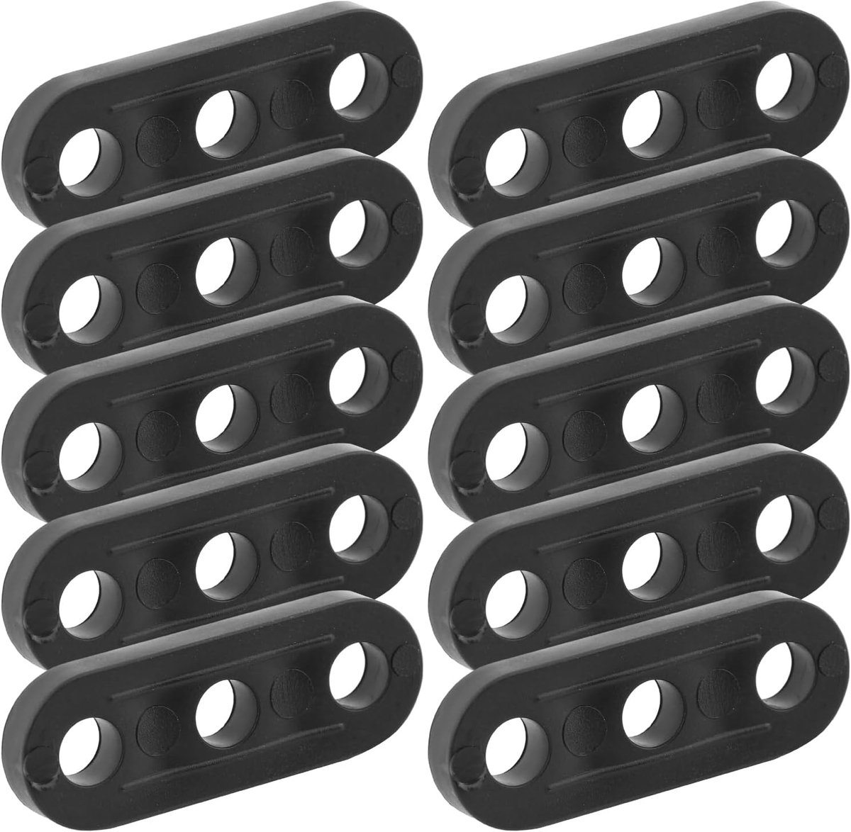 Set van 10 touwspanners 3 gaten voor kamperen in de open lucht - touwspanners voor tenten, campingaccessoires, zwart, één maat