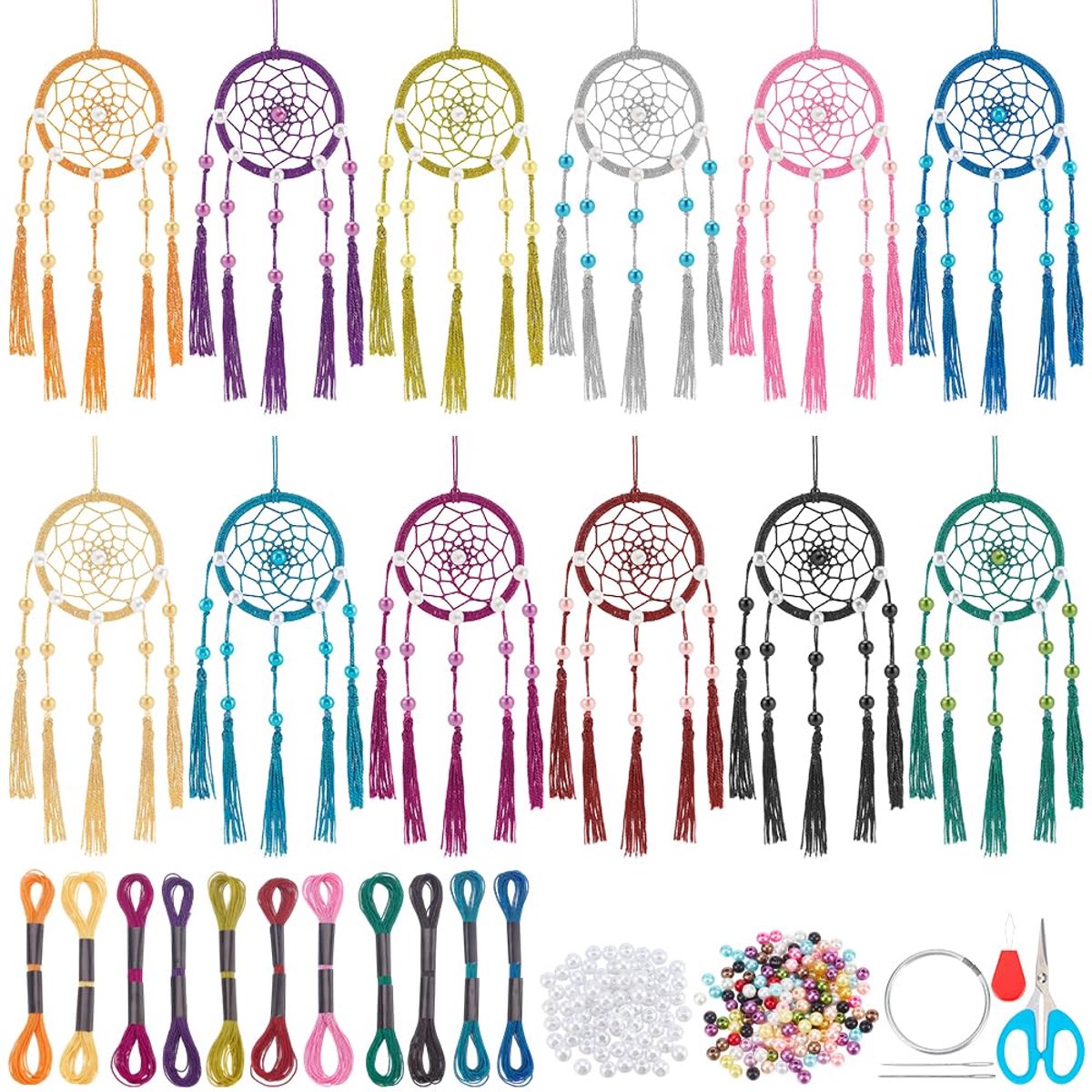 Dromenvangers set van 12 - ronde mini-dromenvangers - handgemaakt - boho-decoratie - SnelShoppen