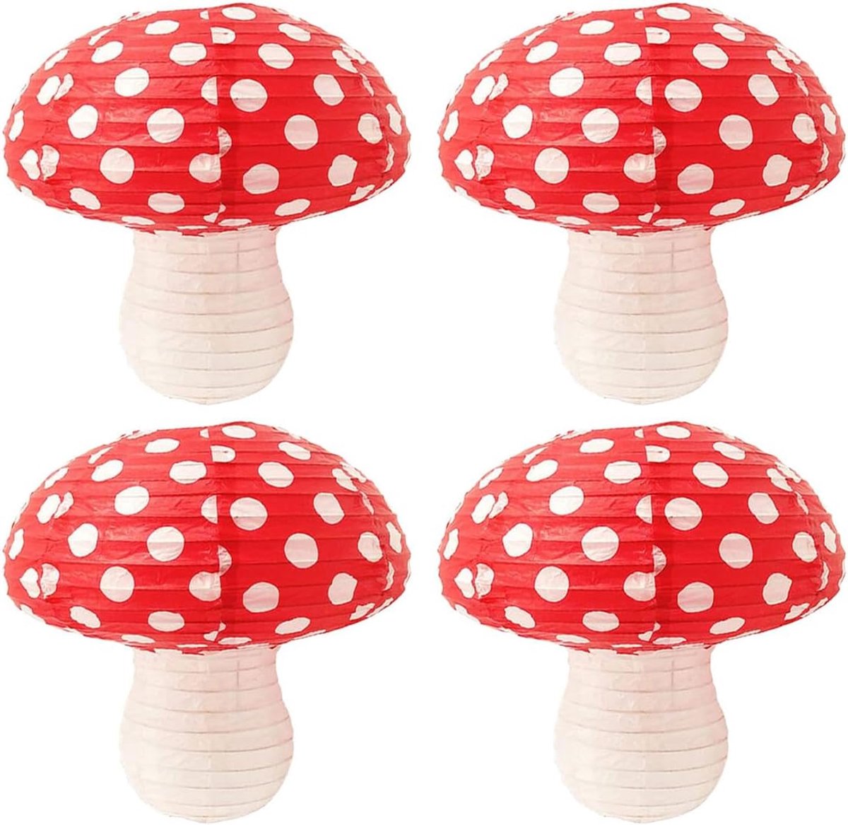 4 stuks Paddestoelvormige Papieren Lantaarns Decoratieve Lampenkap Ronde Lantaarn Papier Jungle Wonderland Themafeest Verjaardagsfeest Tuin Bruiloft Decoratie