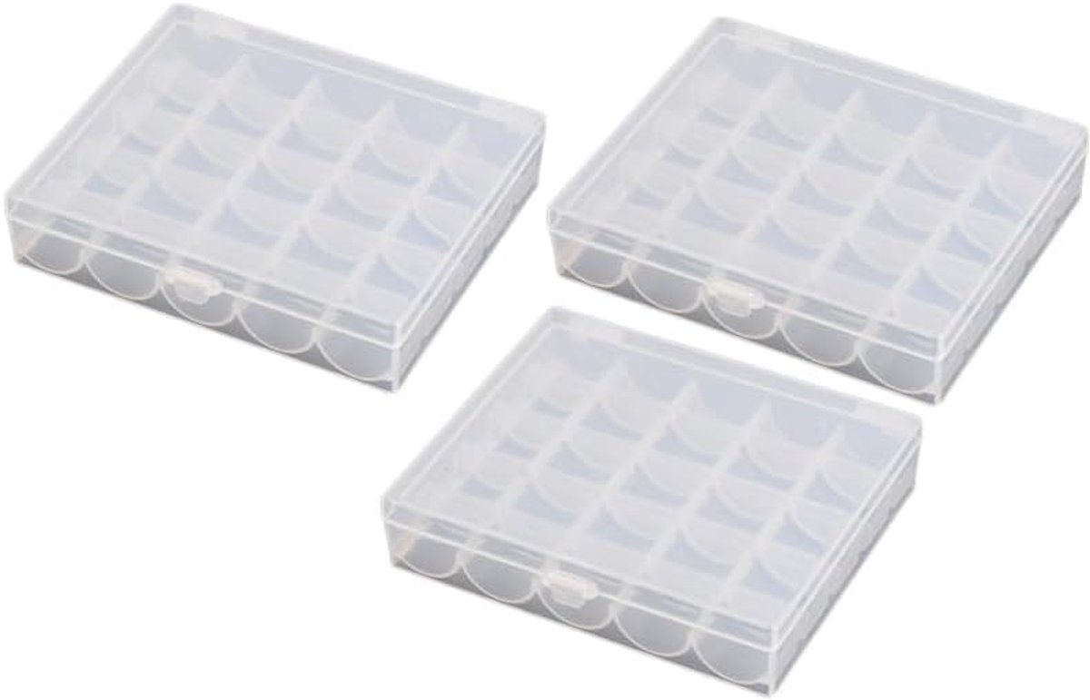 3 transparante opbergdozen voor spoelen met eenheidvakken, licht design en veilige sluiting voor naaitoebehoren