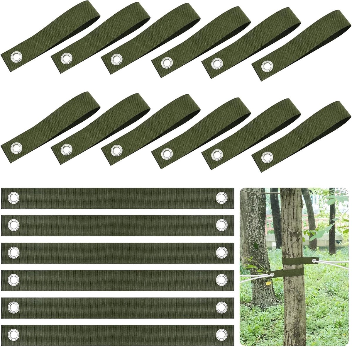 18 stuks boombanden boomriemen om af te steken boomband met oogjes, boomsteunriemen voor het spannen, boombanden, boombeschermingsbandage, boomsteunpalen, boomgladmakende banden, tuin boombinders