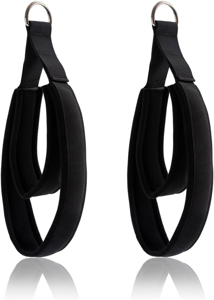 Set van 2 pilates dubbele lussen voor reformers, zacht gevoerde hand- en voetlussen met D-ring, robuuste pilates straps, accessoires voor yoga en thuistraining, zwart