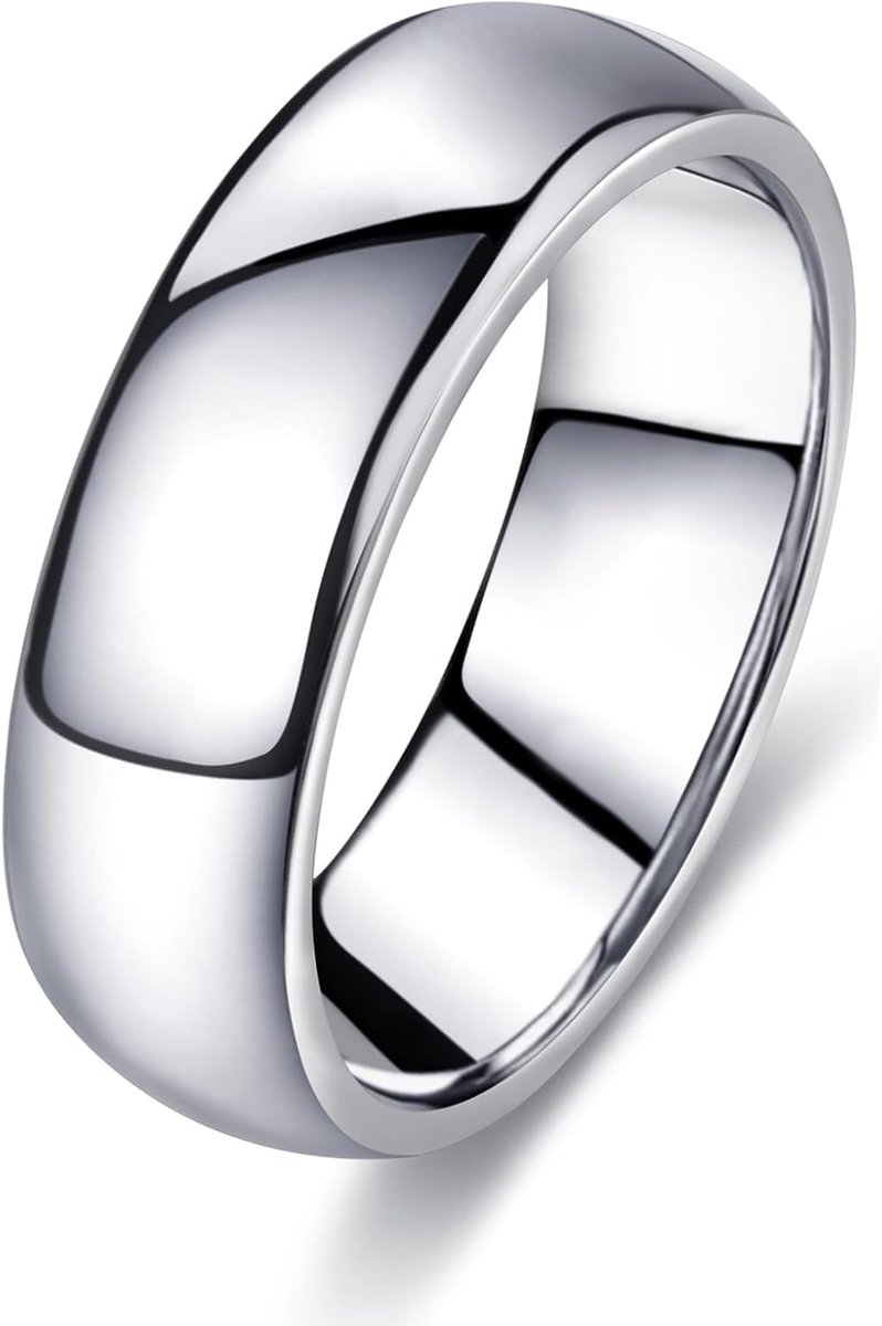 Zilveren ring voor dames en heren, 1-8 mm breed, roestvrij staal, voor mannen en vrouwen, eenvoudig gepolijst, trouwring, verlovingsring, duimring, vingerring, maten 52, 54, 57, 60, 62, 65, 67