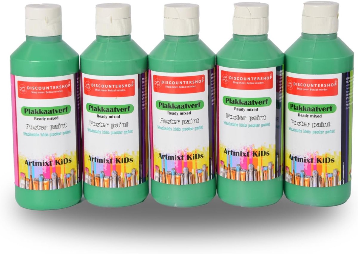 Plaquade verfset 5 stuks - groene kleur - milieuvriendelijk en niet-giftig - ideaal voor creatieve projecten - SnelShoppen