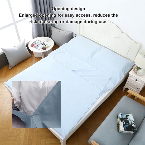 Slaapzakvoering - Reislaken - Kamperen en reizen - Met klikgesp - 180 x 210 cm - Lichtblauw — afbeelding 3