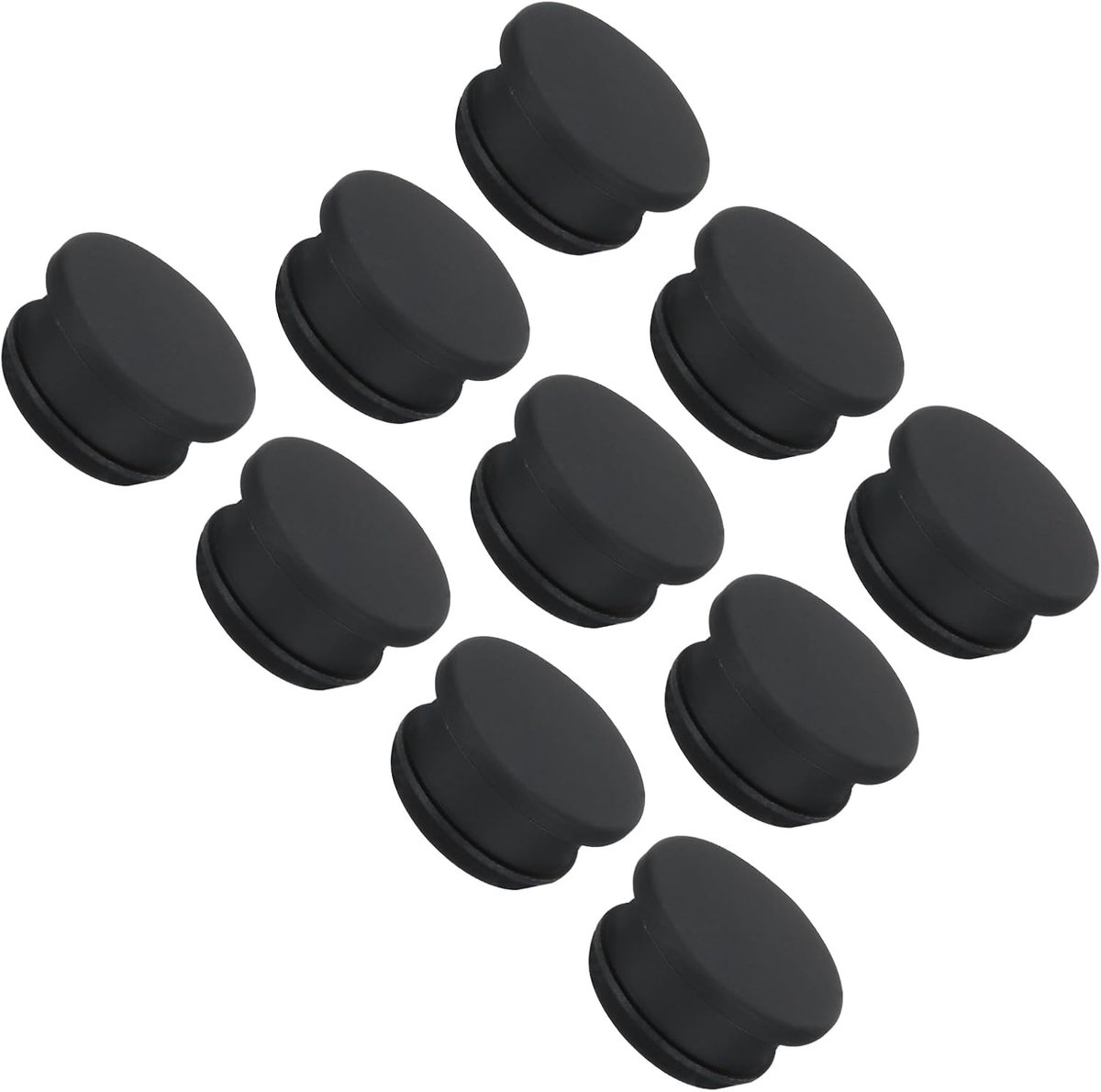 Siliconen snap-in-vergrendelingsgatstoppers, rubberen afdichting, plat type, ronde plaat voor waterdichte afdichtstop, 21 mm diameter, zwart, verpakking van 10 stuks