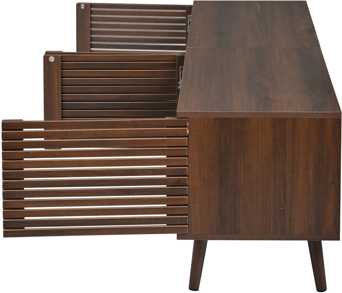 STILVORA TV Meubel – 75 Inch Geschikt Met 4 Deuren En Kabeldoorvoer – Walnootkleurig MDF En Spaanplaat – 180x40x46 Cm
