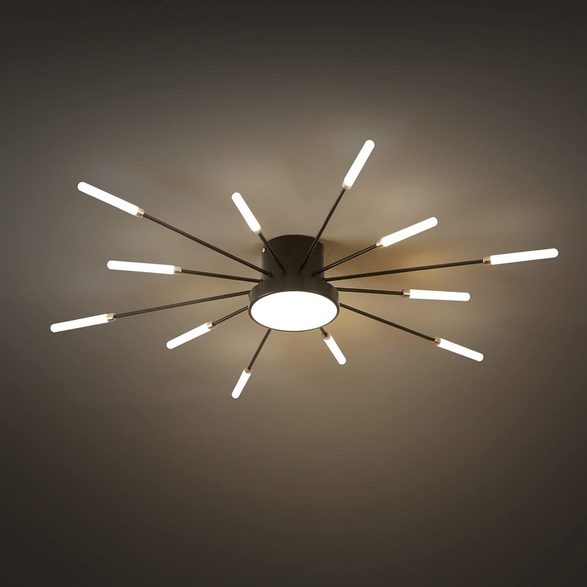 Plafondlamp modern 12+1 hoofden - zwart - creatieve vuurwerkdesign - sfeervolle verlichting voor woonkamer - SnelShoppen