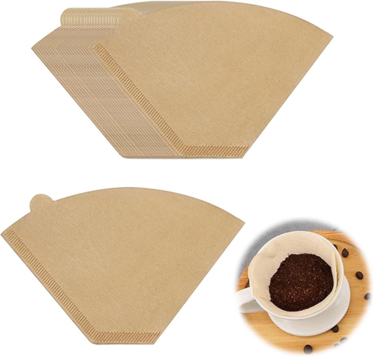 Koffiefilters 100 stuks - Papieren filters - Waterdicht materiaal - Geschikt voor koffiezetapparaten - ShopVlot