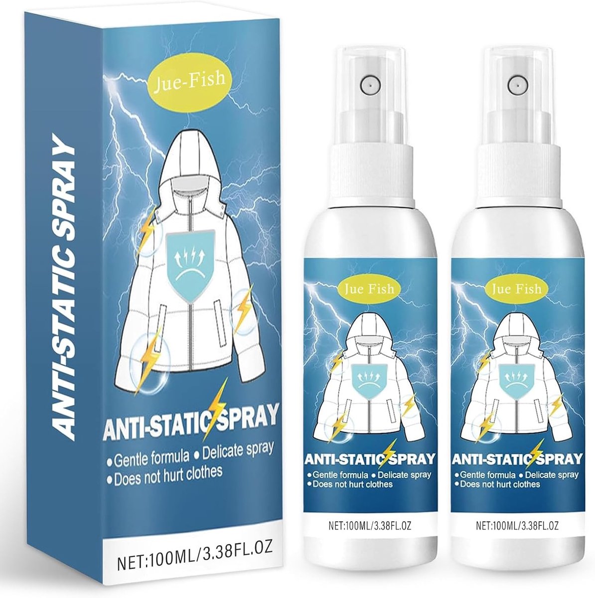 antistatische spray kleding - 2 x 100ml - vermindert statische elektriciteit - snel kreuken verwijderen - SnelShoppen
