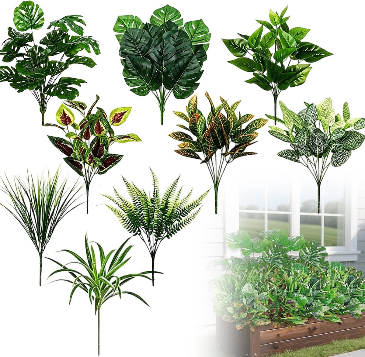Kunstplanten 18 stuks - Weerbestendig - UV-bestendig - Perfect voor buitengebruik - SnelShoppen