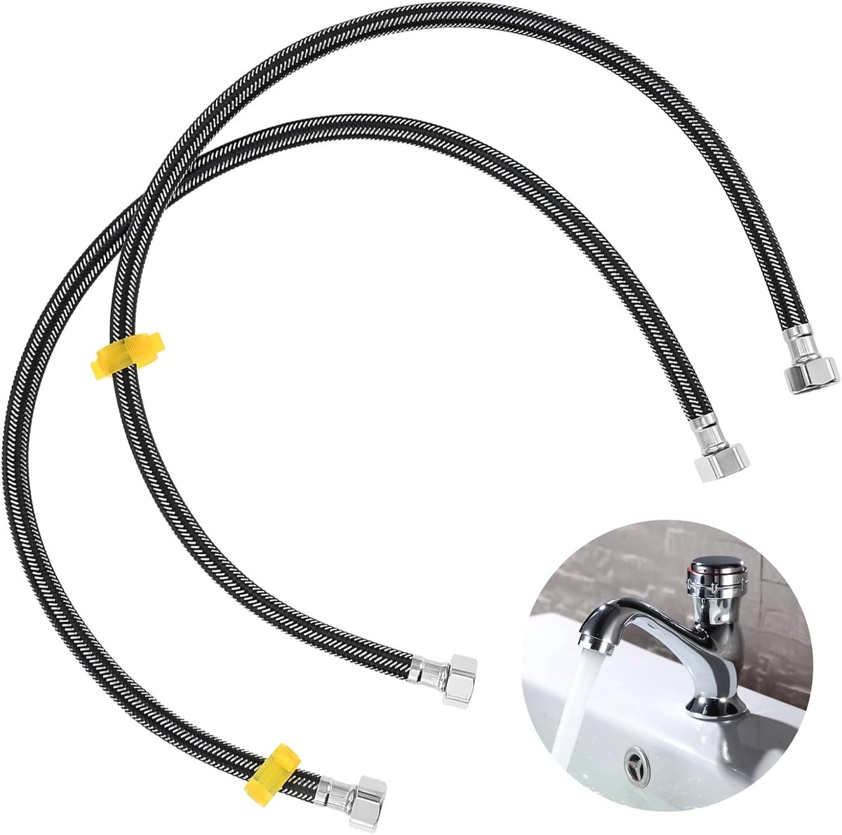 Flexibele Slangverbinding 80 cm - RVS Aansluiting G1/2 inch - Levensduurverlengend - Geschikt voor Kraan en Douche - SnelShoppen