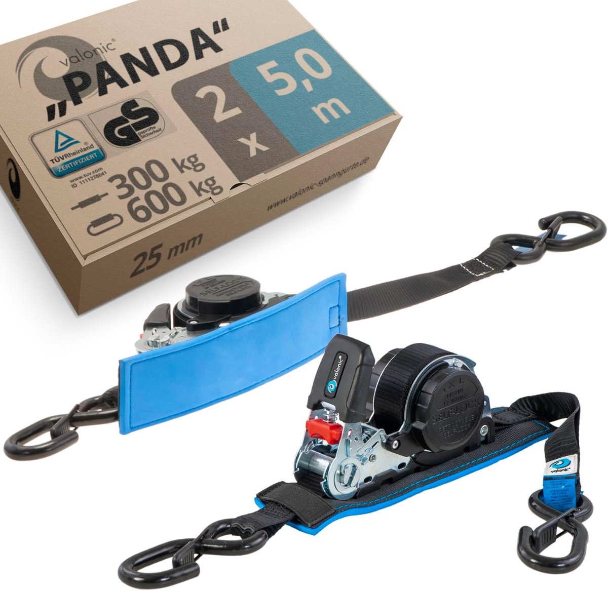 automatische spanband 2 x 5 m - premium kwaliteit - ratel met neopreen bescherming - beschermt uw lading - SnelShoppen