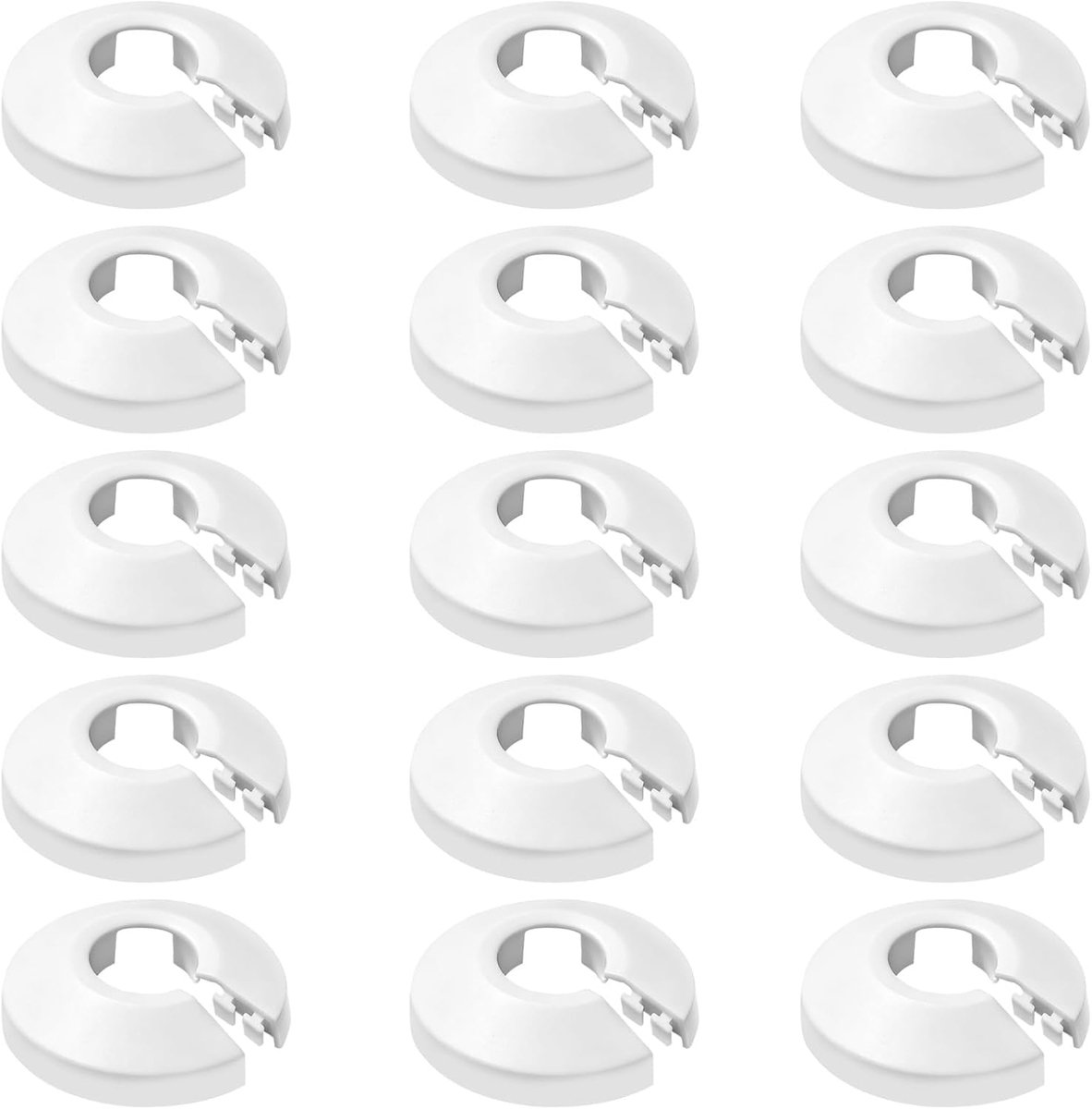 Afdekplaatjes 15 stuks 1/2" buis - kunststof PP wit - kliksluiting - ideaal voor leidingen en kranen - SnelShoppen
