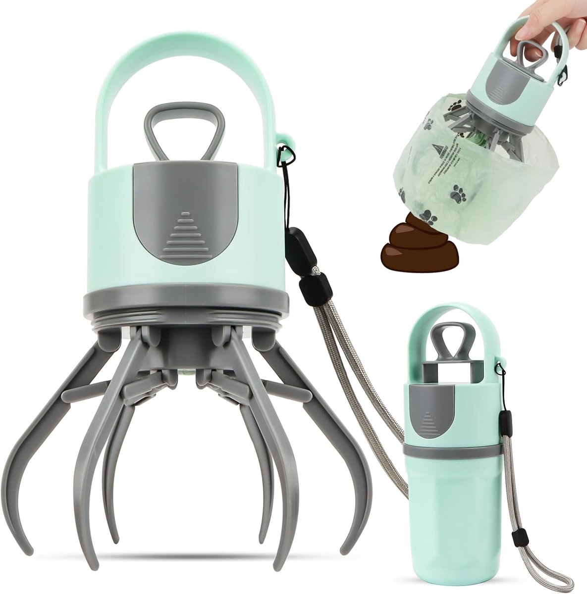 Hondenpoep schep met pouch dispenser - 6 klauwen zonder aanraken - handig voor buitenactiviteiten - SnelShoppen