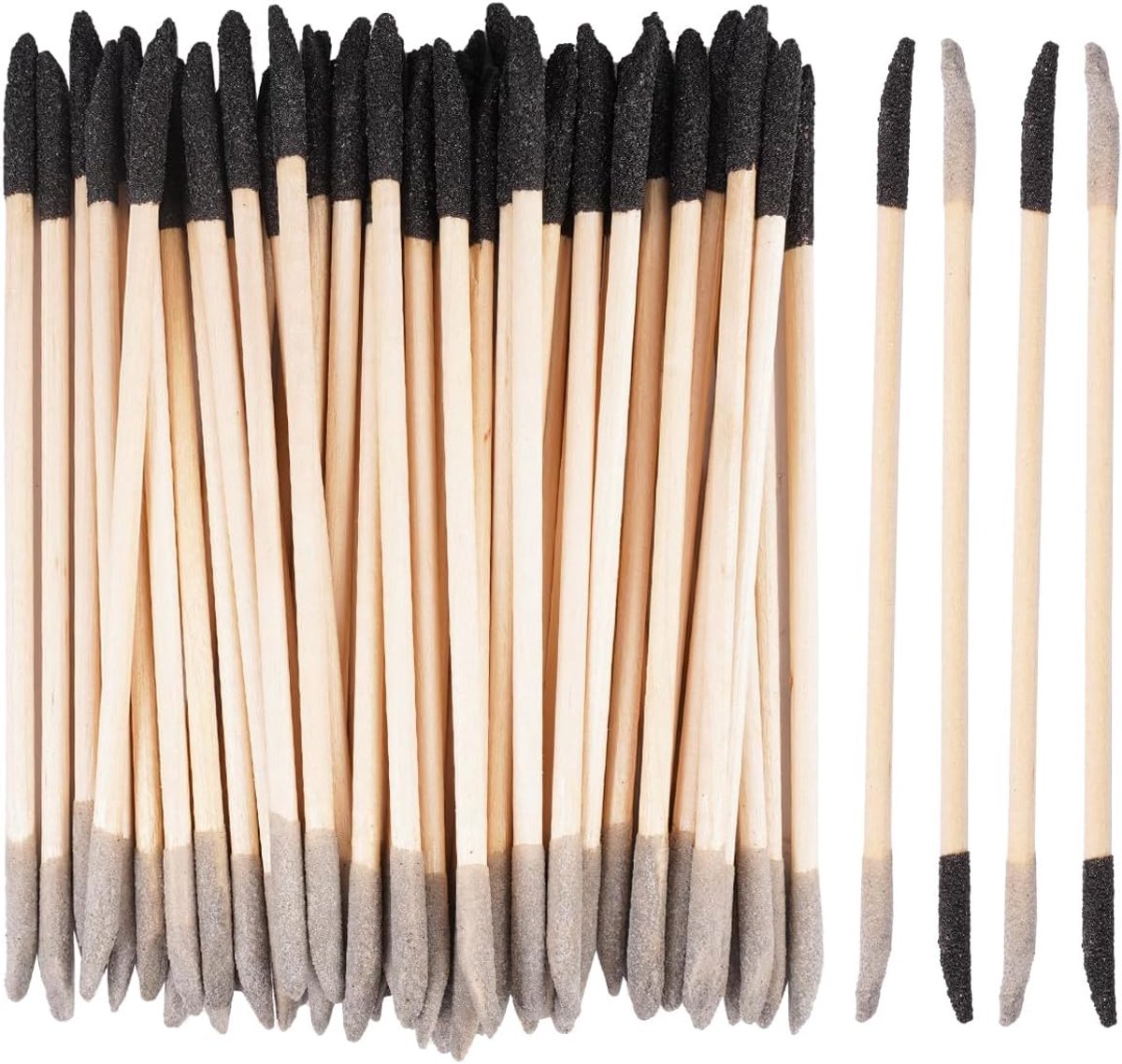 Schuurstokken 50 Stuks - 14cm Dubbelzijdig - Korrels 150 Zwart en 280 Grijs - Ideaal voor Houtbewerking en Modelbouw - SnelShoppen