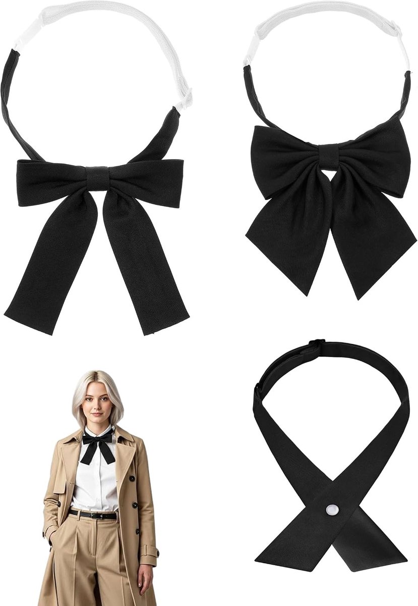 Vlieg voor vrouwen 3 stuks - zwart - verstelbaar - perfect voor kostuum of cosplay - SnelShoppen