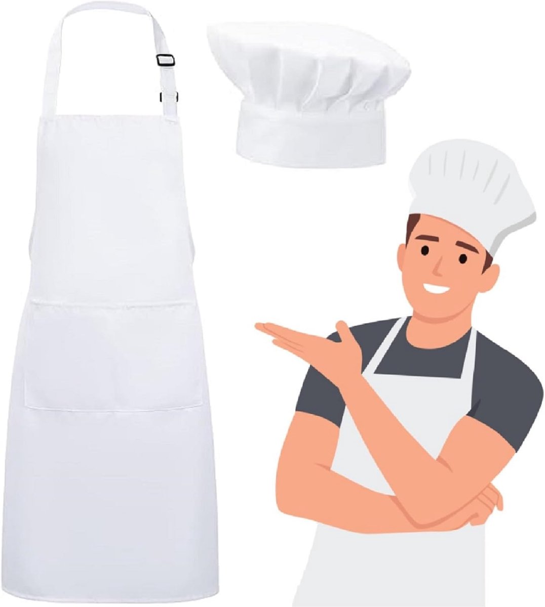 Koksbuis Verstelbare Schort - Ademend Bakschort - Geschikt voor Mannen en Vrouwen - Ideaal voor Koken en Bakken - SnelShoppen