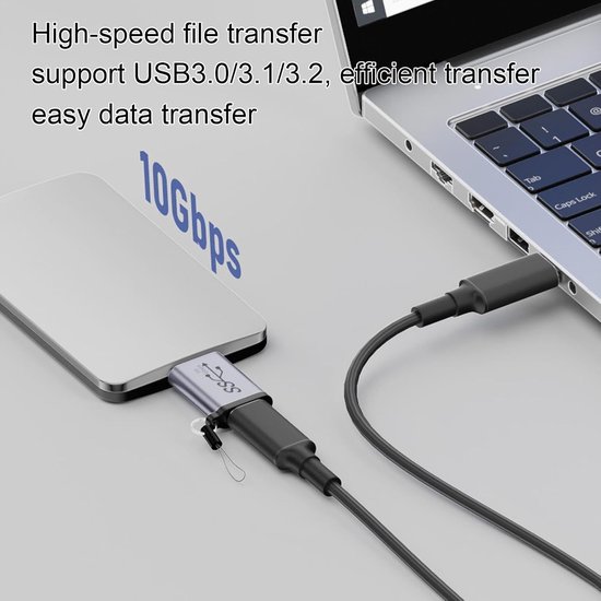 USB C naar B Adapter - Converter Kabel - Bestanden Overzetten - 10 Gbps Data Snelheid - 1 Stuk - Zwart — afbeelding 4