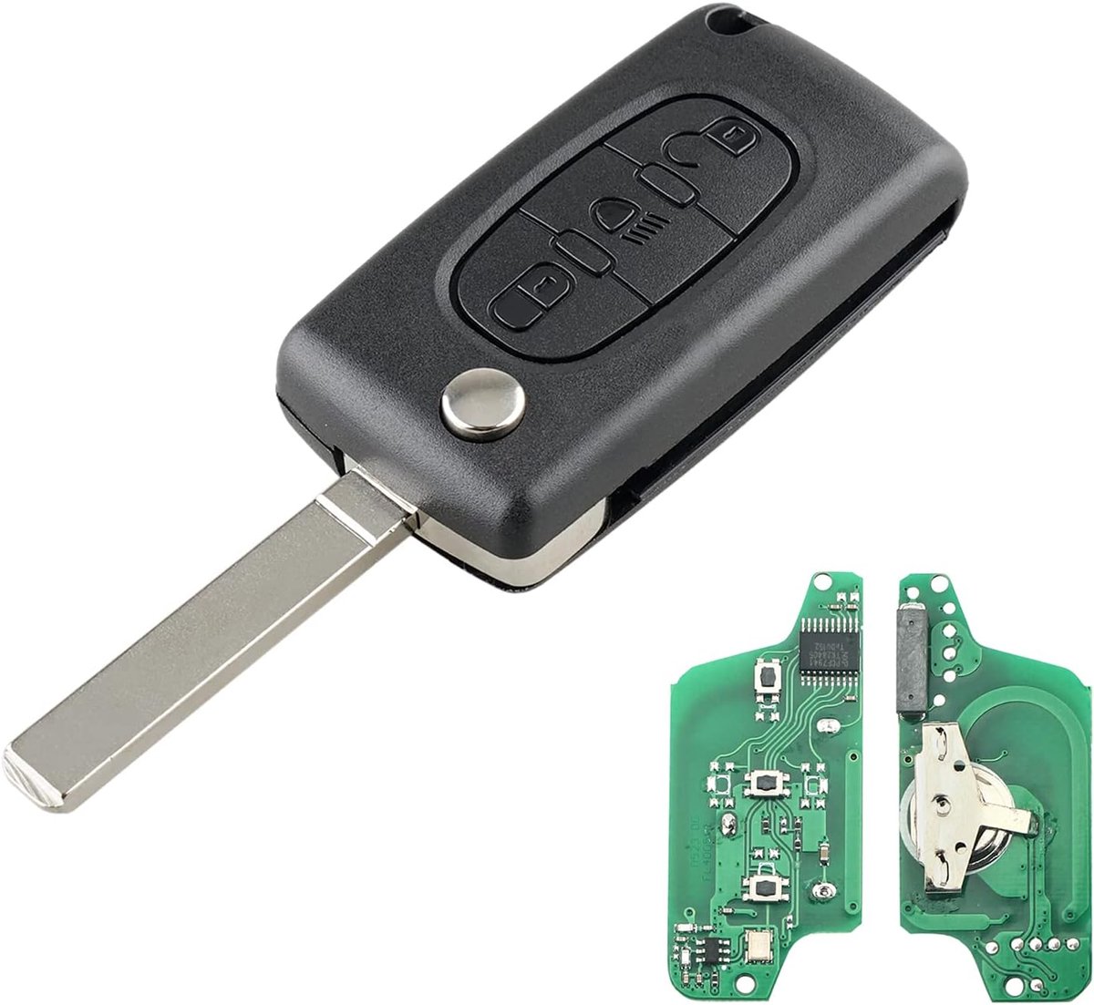 Afstandsbediening sleutel fob - 3 knoppen - voor Citroën en Peugeot - vervangend model - ShopVlot