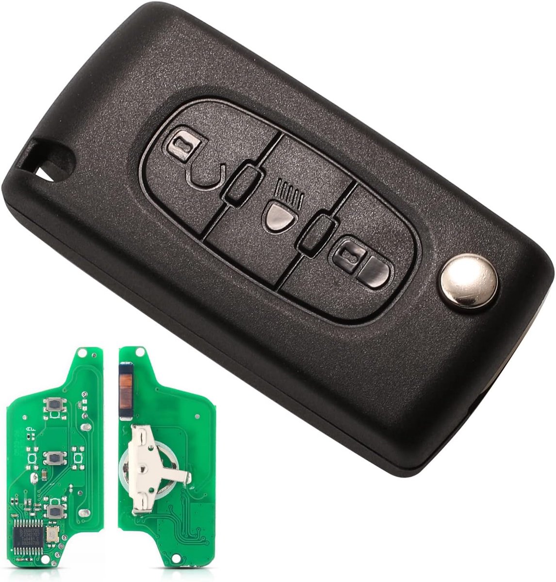 Autosleutel vervanging - Flip opvouwbaar - 433Mhz PCF7941 chip - Geschikt voor Peugeot en Citroen - ShopVlot