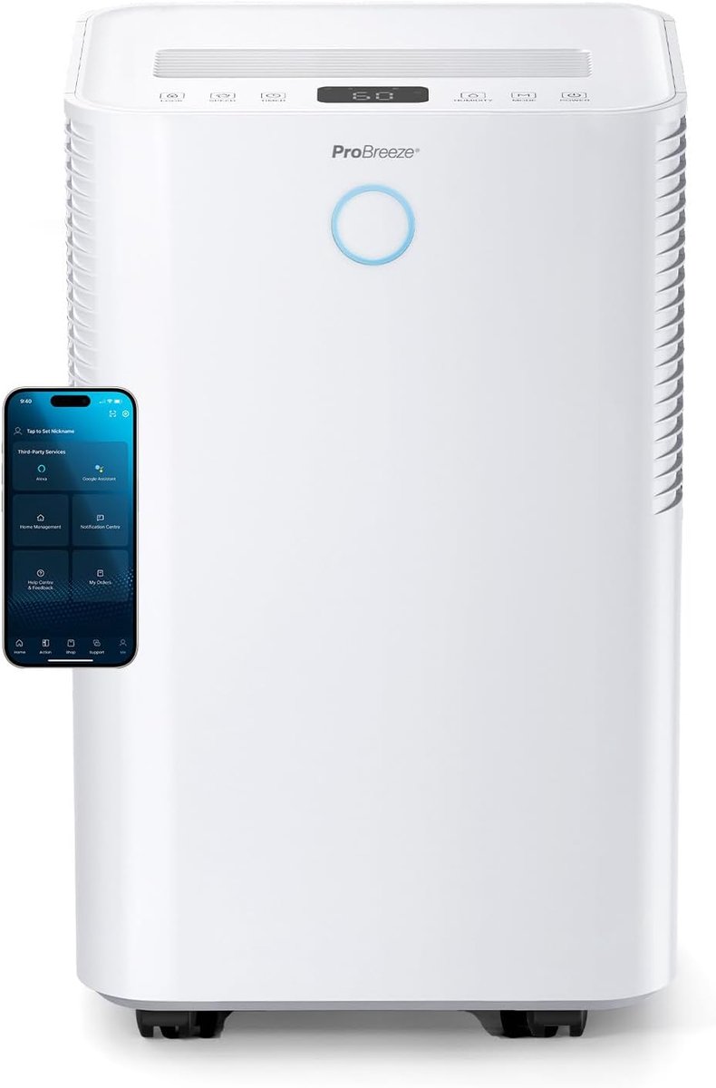 Luchtontvochtiger 20L per Dag – Smart WiFi – Wasdroogfunctie – 4L Watertank – Voor Ruimtes tot 30 m²