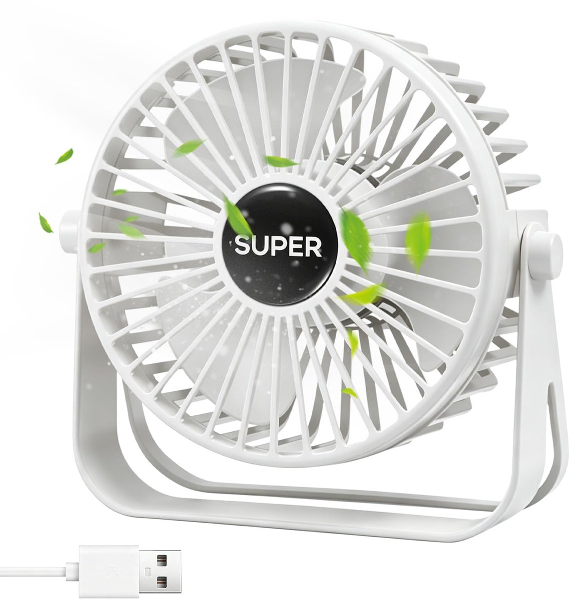 Mini-tafelventilator USB - 3 snelheden - 360 graden rotatie - ideaal voor thuis of kantoor - ShopVlot