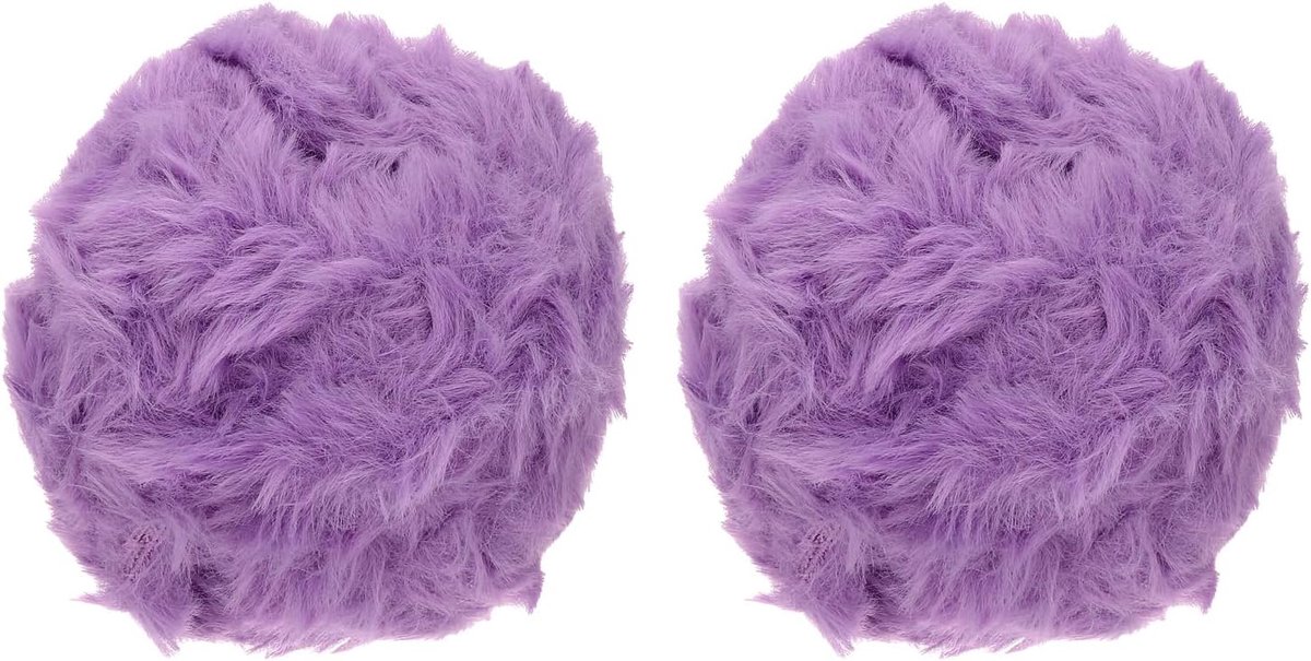 35 m kunstbontgaren, 2 strengen 0,3 cm OD 50 g, zacht donzig garen, gehaakt pluizig, grof polyester, pluche bont voor haken en handbreien, sjaals, hoed, deken, tapijt, druivenpaars