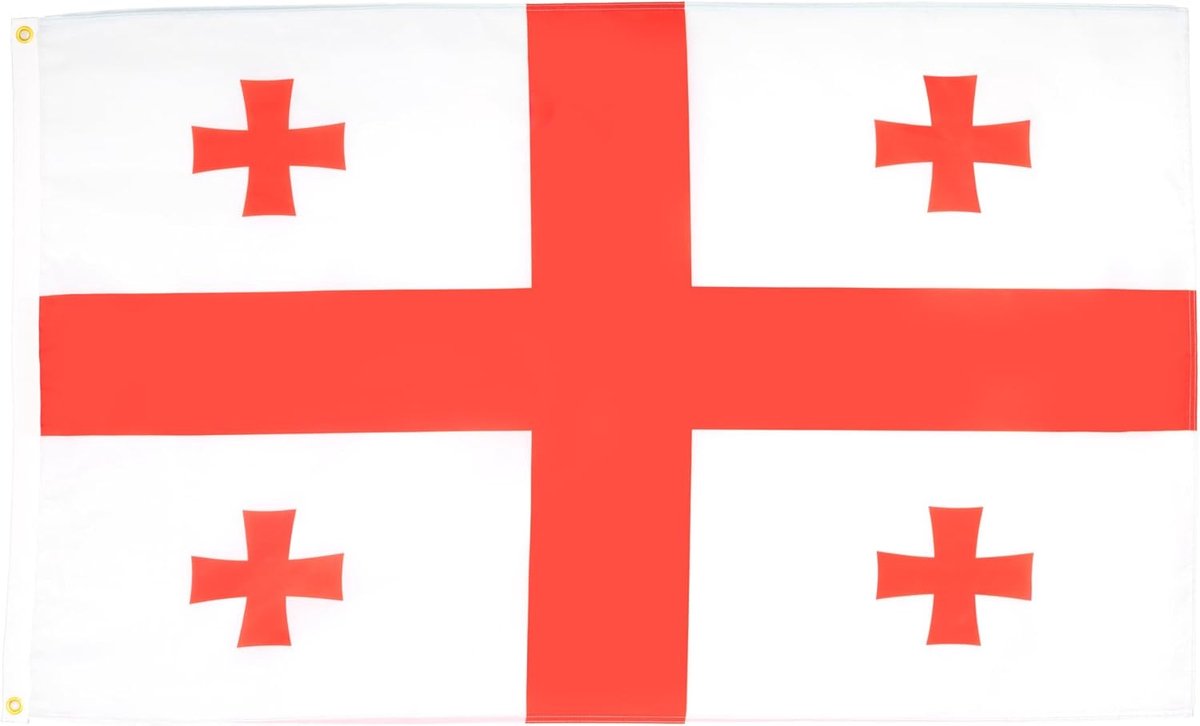 Vlag Georgië 150x90 cm Vlag Georgisch Licht Polyester 2 Ringen | Binnengebruik decoratieve vlag საქართველო dubbel gestikte naden en verstevigde randen met metalen ogen