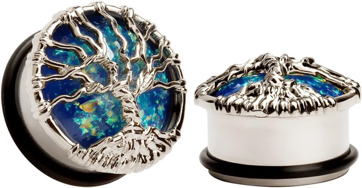 Blue Planet Silvery Tree Ear Plugs Tunnels Meters Brancard Piercings Sieraden