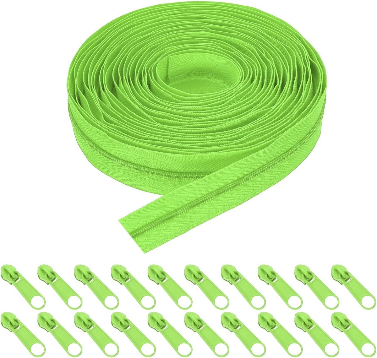 #3 26 mm spoel nylon ritsen 26 mm rol ritsen linten met 20 vervangende glijders voor doe-het-zelf naaibenodigdheden, heldergroen