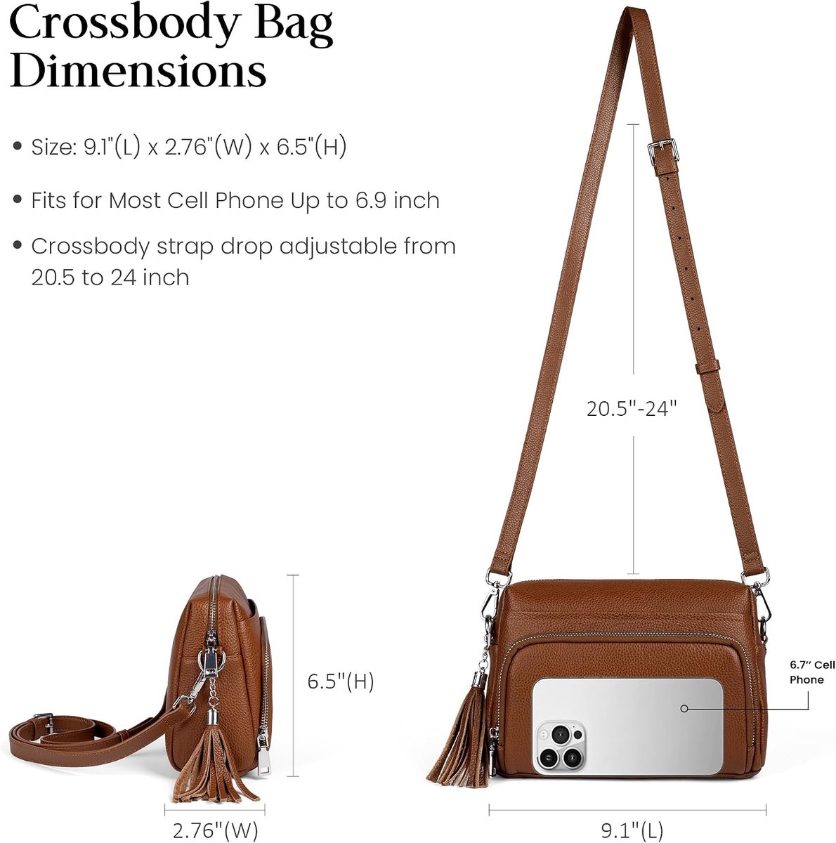 Befen Echt lederen crossbody-handtassen voor dames Kleine - afbeelding 3