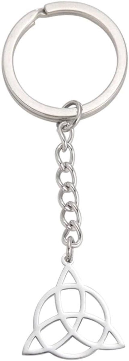 Heks Knoop Sleutelhanger Voor Vrouwen Mannen Rvs Charms Mode Keltische Knoop Sleutelhanger Hekserij Symbool Amulet Sieraden, zilver, M