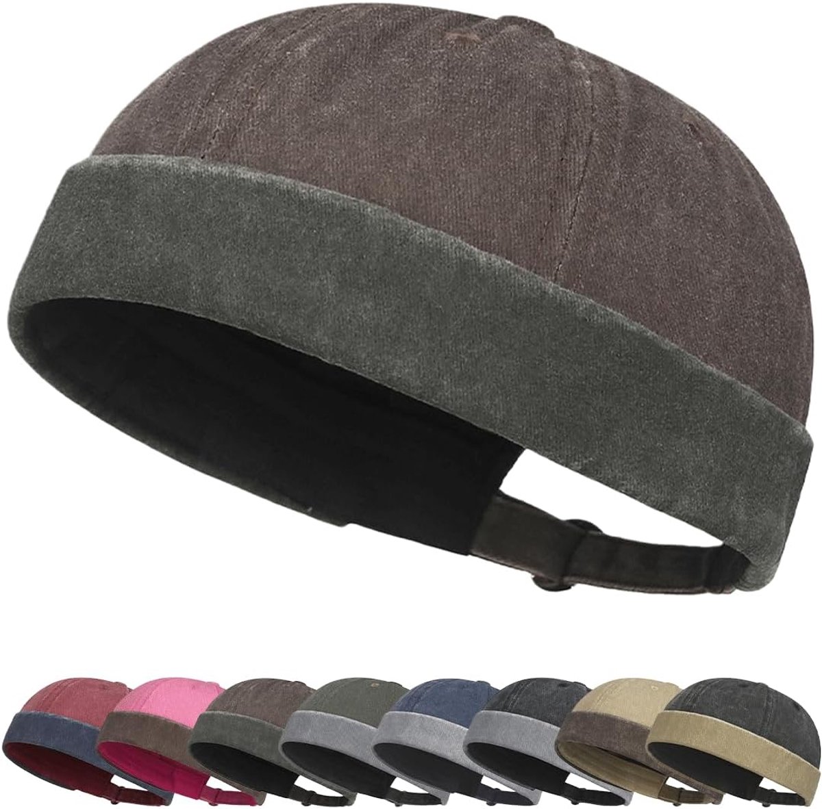 Hat Pet voor dames en heren, zonder vizier, verstelbare cuffed, Brimless pet, retro muts, docker, motormuts