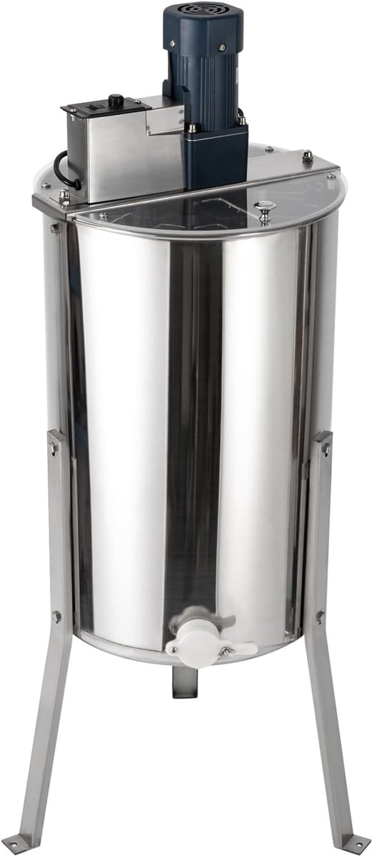 Honingcentrifuge, 140 W, centrifuge, honingscheiding, 370 rpm, roestvrij staal, 23,2 x 48,3 cm, afmetingen van de bijenkorf voor de bijenteelt zilver