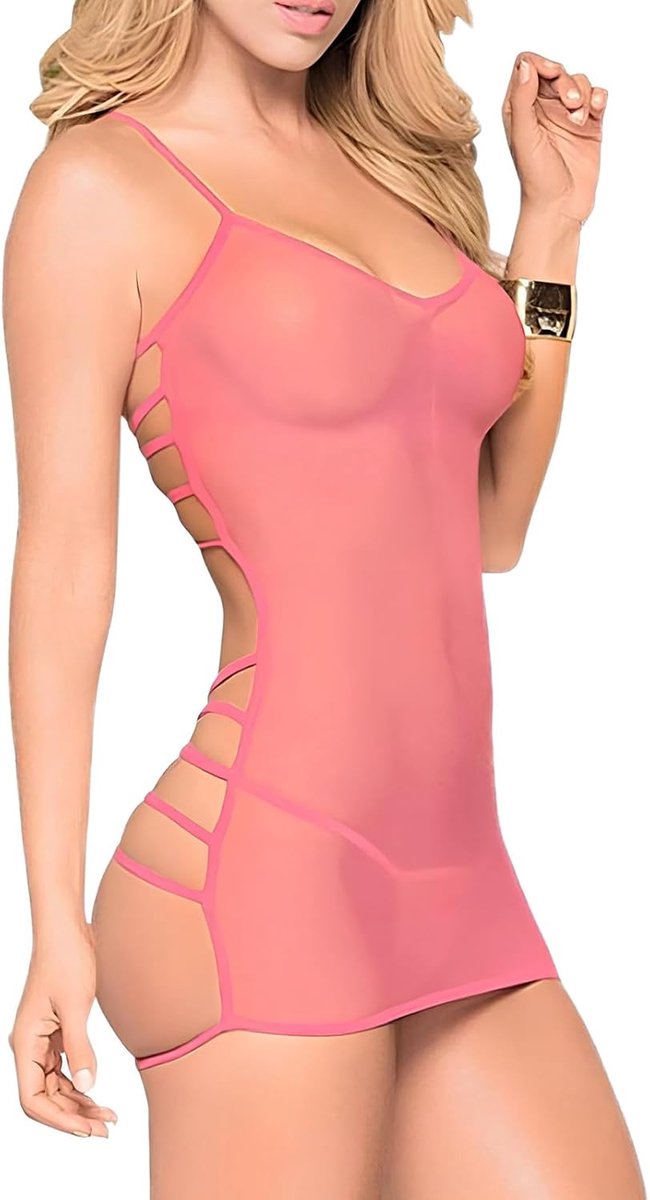 Sexy lingerieset voor dames, babydoll, transparant, rugvrij, brutale jurk, verjaardagscadeau voor koppels, feestspelletjes in zwart, rood en roze
