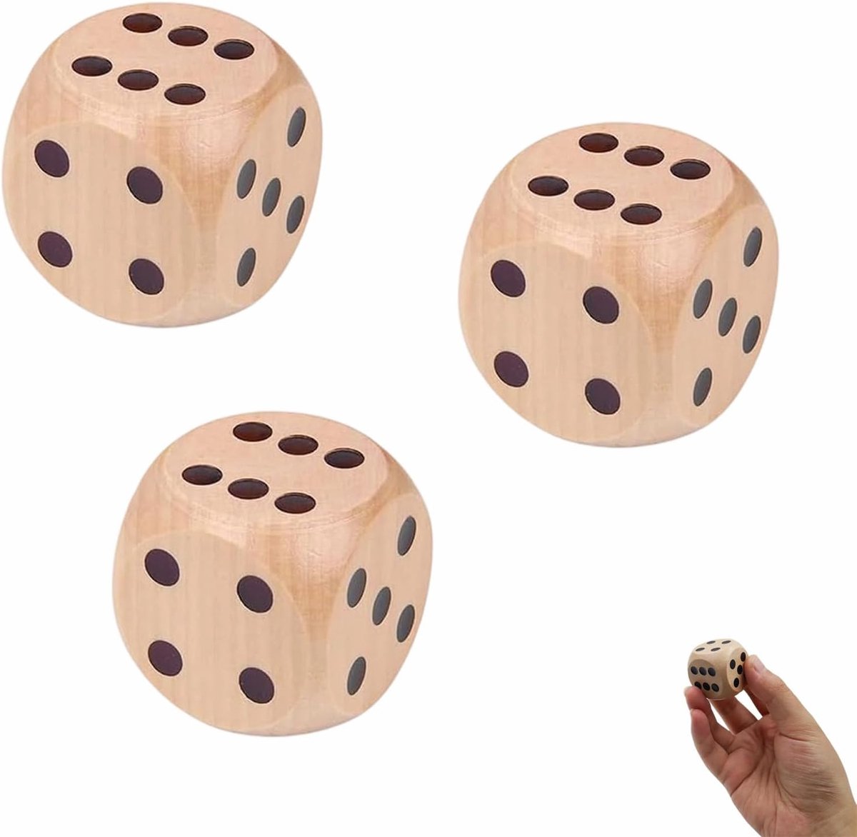 3 stuks dobbelspel dobbelstenen hout 6 zijden natuurlijk houten speeldobbelstenen speelkubus groot 30 mm houten dobbelstenen grote dobbelstenen hout voor feestspelletjes kaartspel thuis feestspel