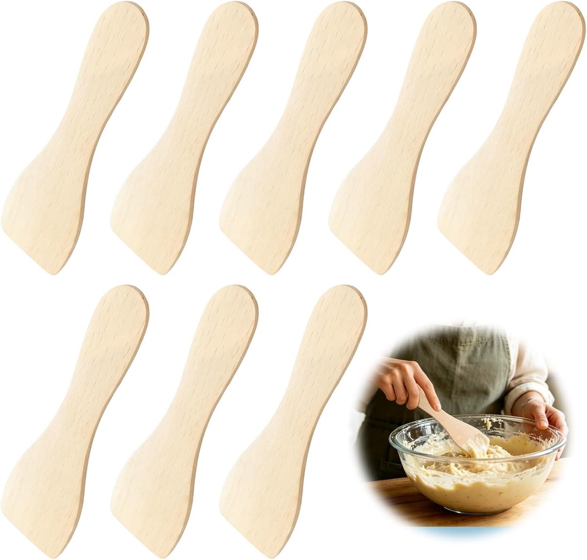 Spatels voor raclette, raclettespatels, set van hout, vaatwasmachinebestendig, racletteschraper voor raclette-pannetjes, 14 x 4,5 cm