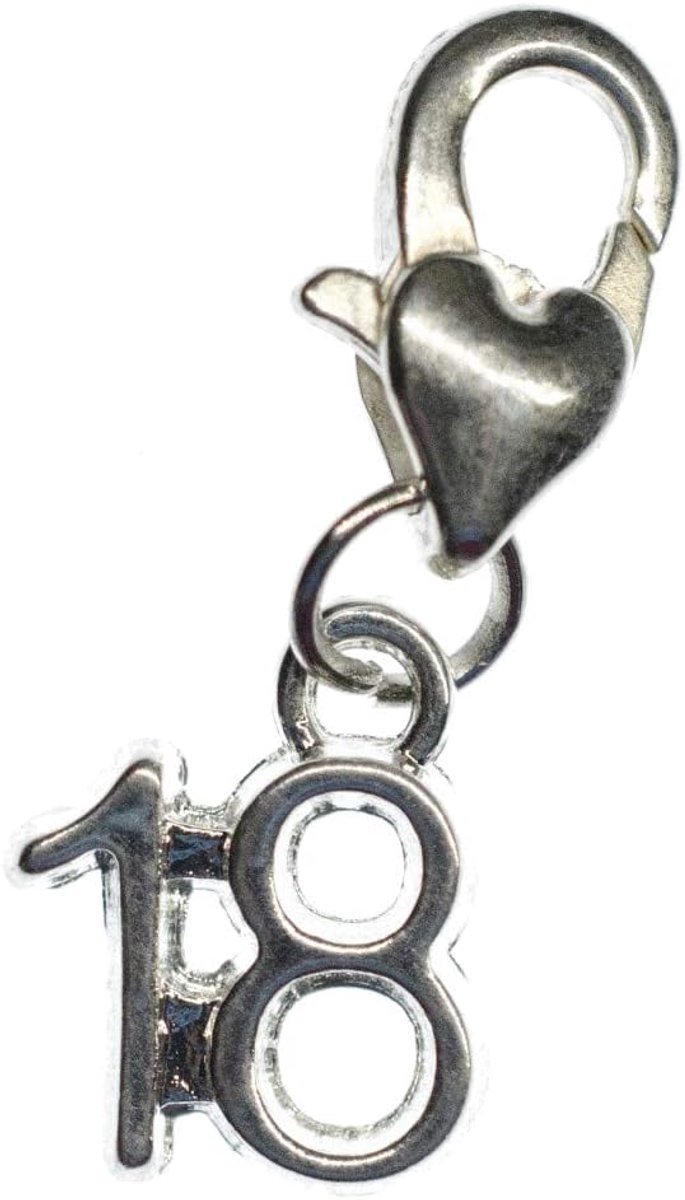 Nummer Achttien 18 Charm Hanger Armband Polsbandje Verjaardag Nummers, 10mm, niet bekend