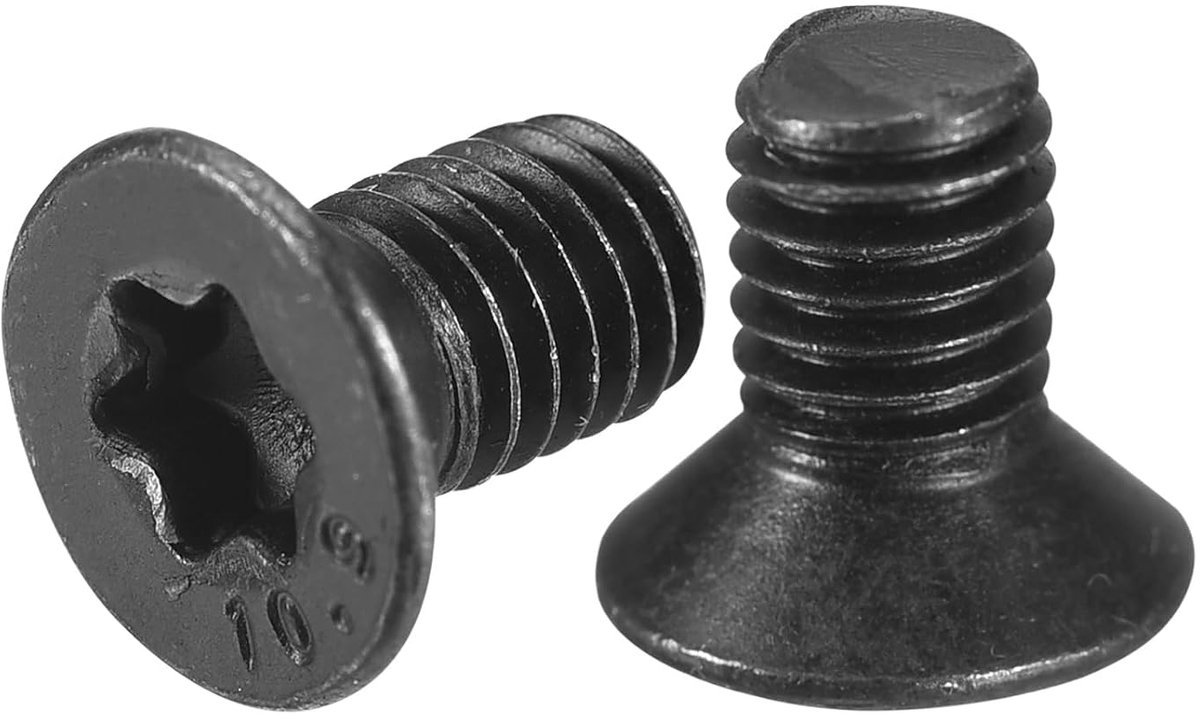 Machineschroeven, 50 stuks, 10,9 graden, koolstofstaal, verzonken kop, torx, diefstalbeveiliging, zwart geoxideerd, volledige schroefdraad