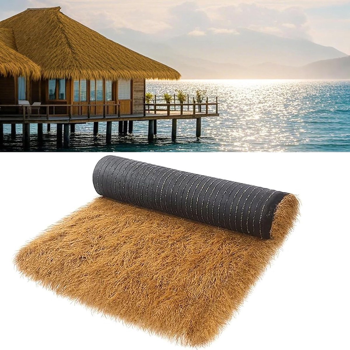 Straw Dak Riet, Milieuvriendelijke Kunstmatige Rollen In Mexicaanse Stijl, Brandwerende Grasmat Gras Voor Plastic Rietdeksel, Luau Feestdecoraties, Strorol Voor Tuinstro, Doe-he(Size:3.28x65.6ft)