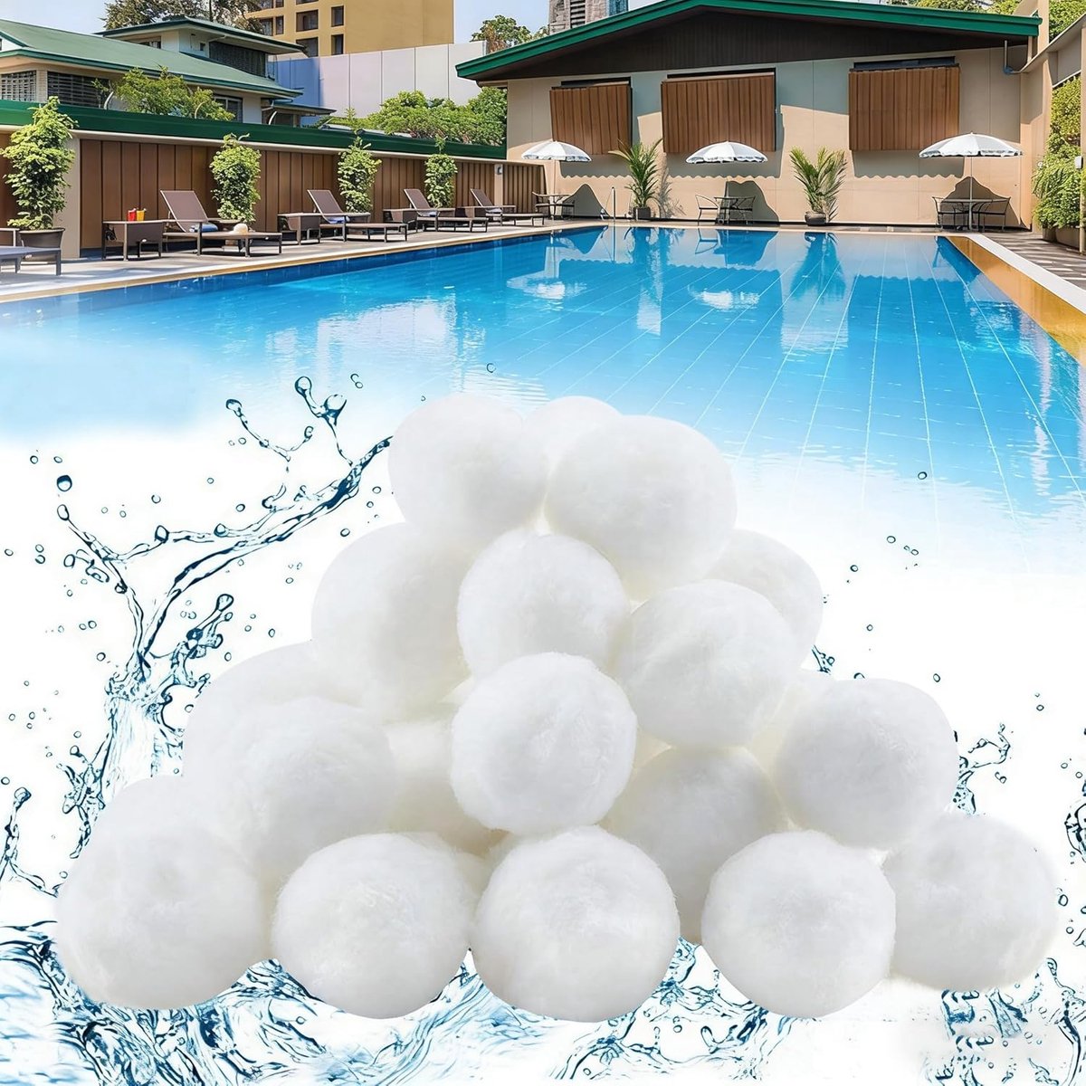 Filterballen voor zwembad, 700 g, vervangt 50 kg filterzand, filterballen voor zandfilter, zwembad, aquarium en filterpomp, hoge filtratieprestaties en waterdoorlatendheid, wit