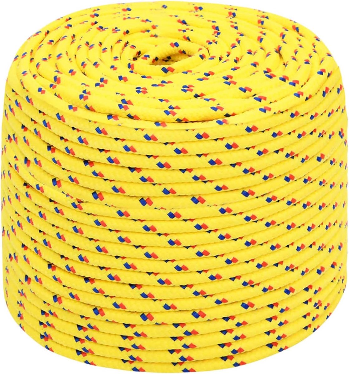 Touw 8 mm 50 m geel van polypropyleen - weerbestendig, slijtvast, voor zeilboot, jacht, vastmaken en kamperen