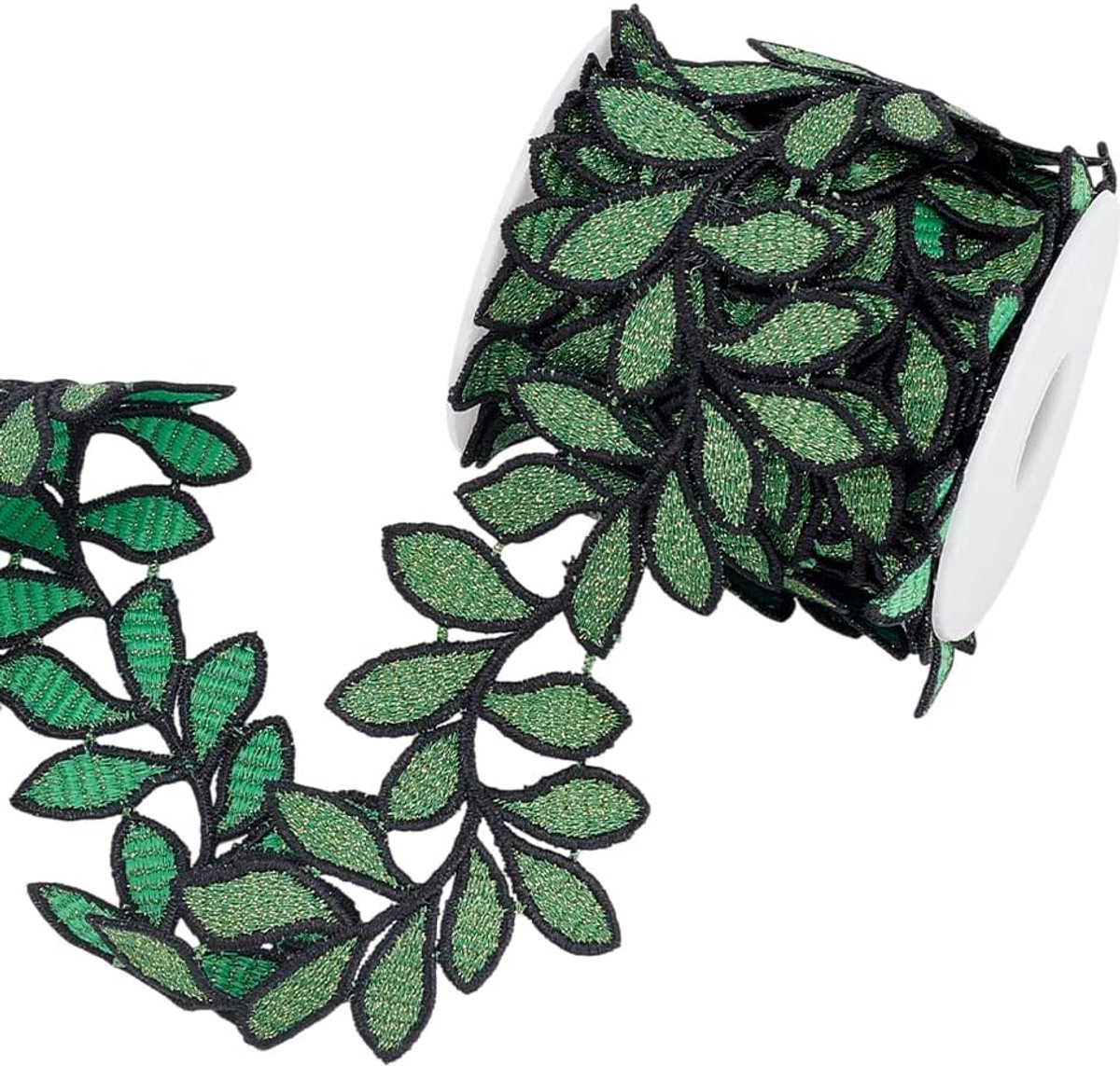 PandaHall 4,5 m Bladeren Trim Blad Kant Lint 55Mm Breed Blad Vorm Lint Plant Rand Trim Geborduurde Kant Trim Groene Applique Trim Voor DIY Ambachten Kostuum Naaien Home Decor