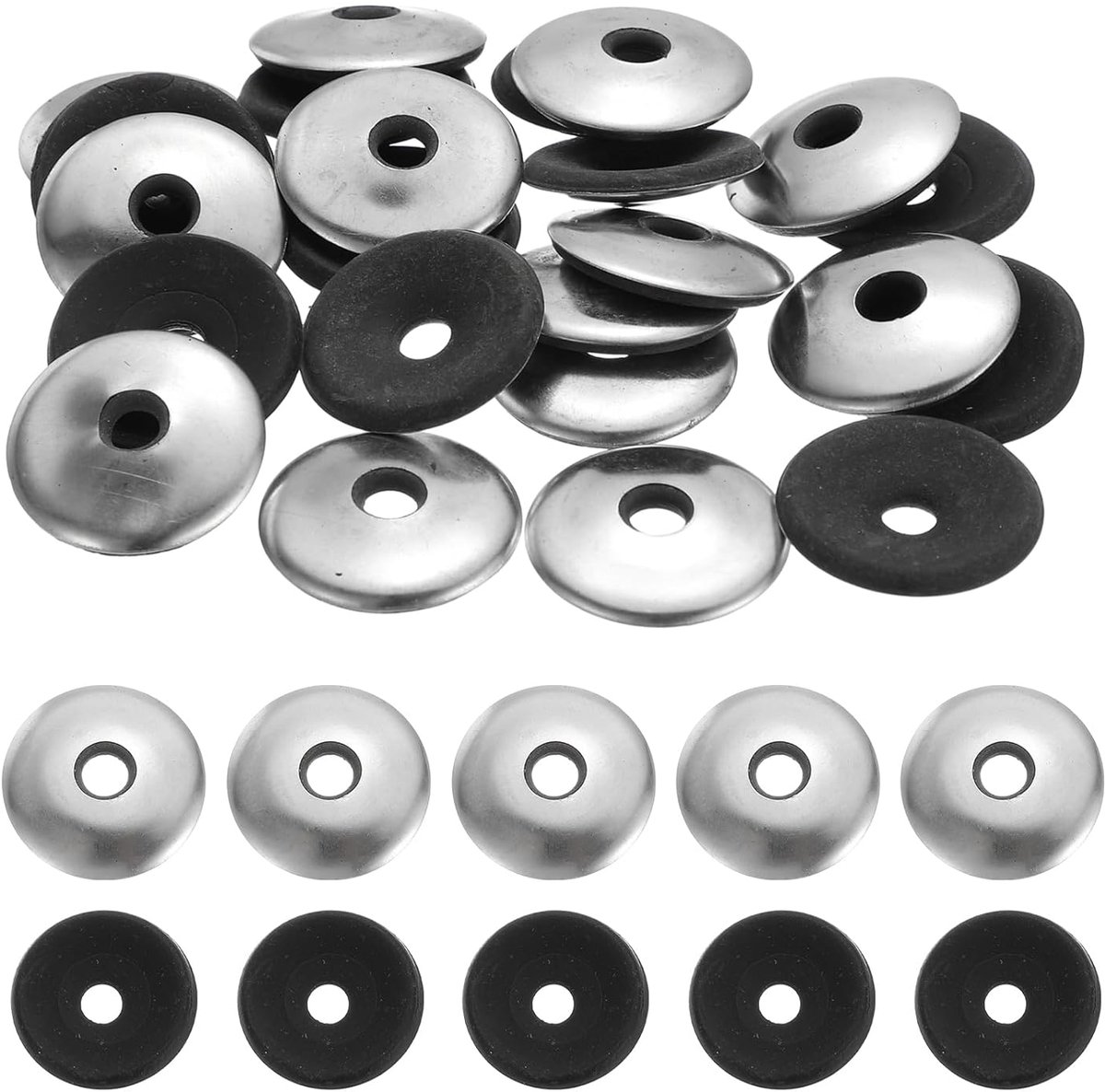 70 stuks afdichtringen van roestvrij staal EPDM gelegeerd, 1/4 inch x 1 inch neopreen dempingsschijven voor machineschroeven (M6,3 x 25 mm)