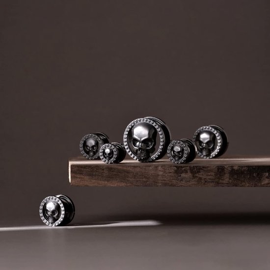 2 stuks schedel oormeters schroef oordopjes tunnels oor vlees tunnels piercing oorbellen hangers expander brancards 0g-1" (8mm-25mm) — afbeelding 3