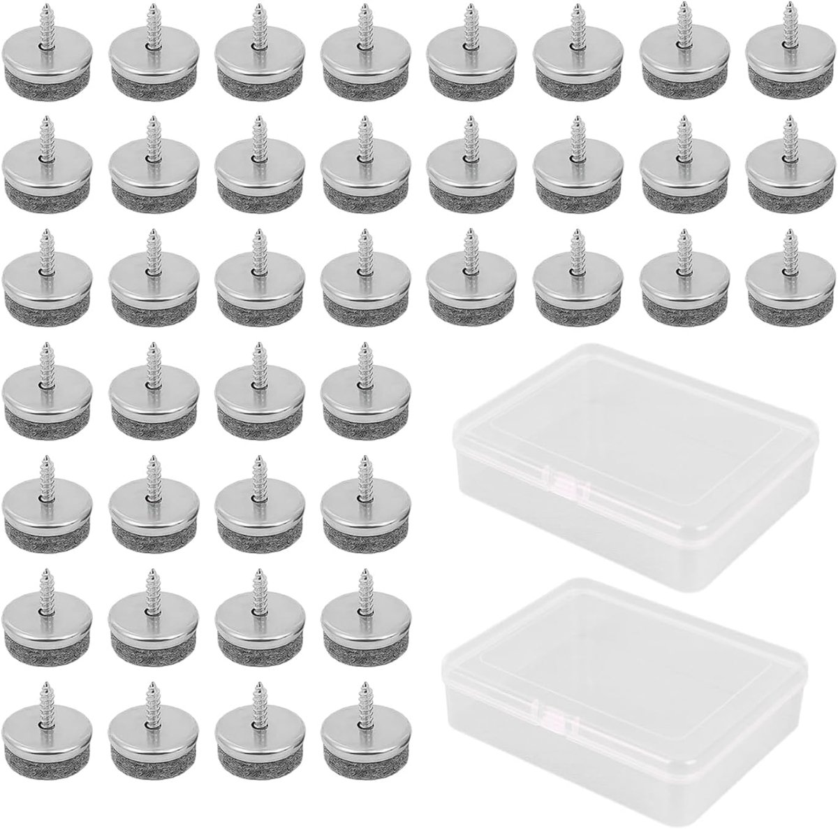 40 stuks meubel-viltdoppen met 2 kunststof opbergdozen, stoelpootbeschermers, geschroefde meubelvoetkussens, tafel- en stoelpootbeschermers, krasbestendige vloerbeschermers